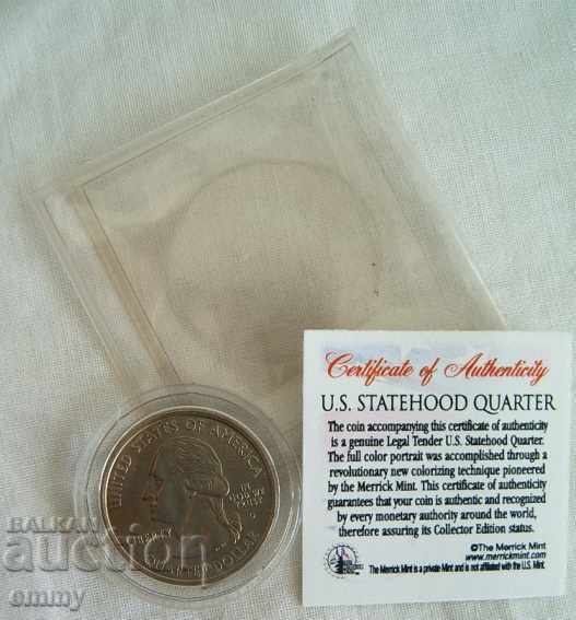 Moneda de 25 de cenți America SUA 2001 + certificat