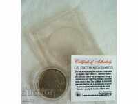 Монета 25 цента Америка САЩ  2001год. + сертификат