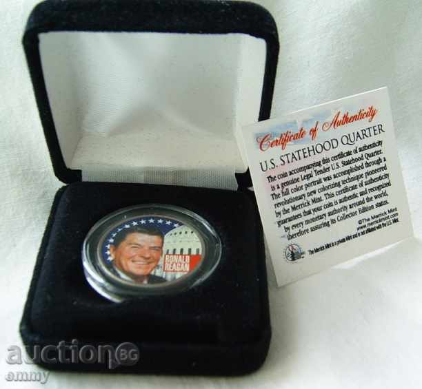 Monedă SUA America-Președintele Reagan 2003 + certificat + cutie