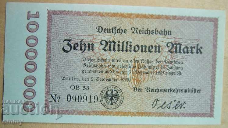 Vând o bancnotă Reichsmark de 10 milioane Germania 1923