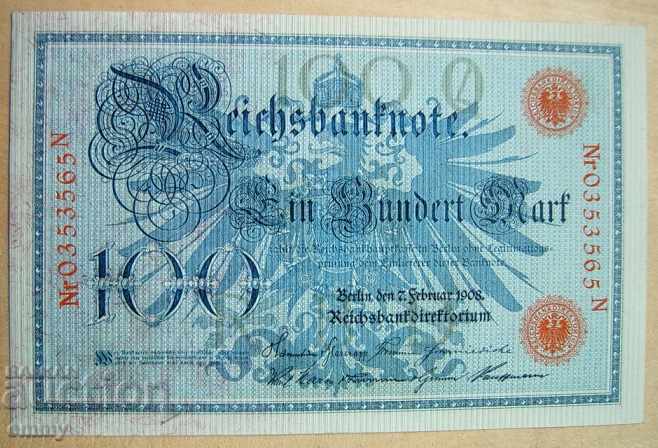 Πουλάω ένα τραπεζογραμμάτιο Reichsmark 100, Γερμανία 1908 - 5