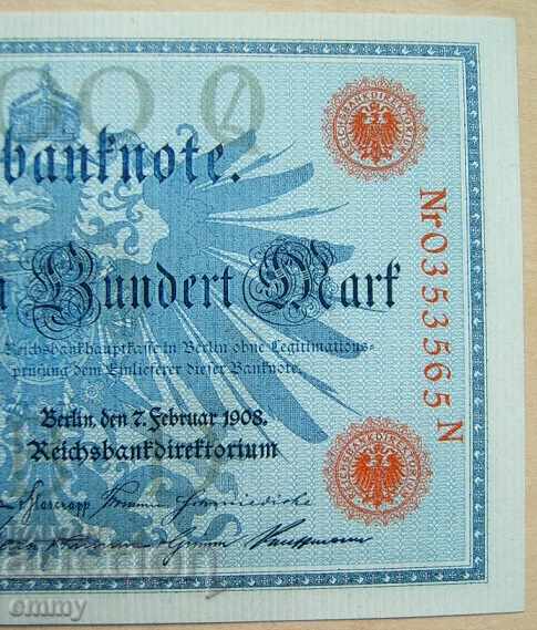 Πουλάω ένα τραπεζογραμμάτιο Reichsmark 100, Γερμανία 1908 - 7