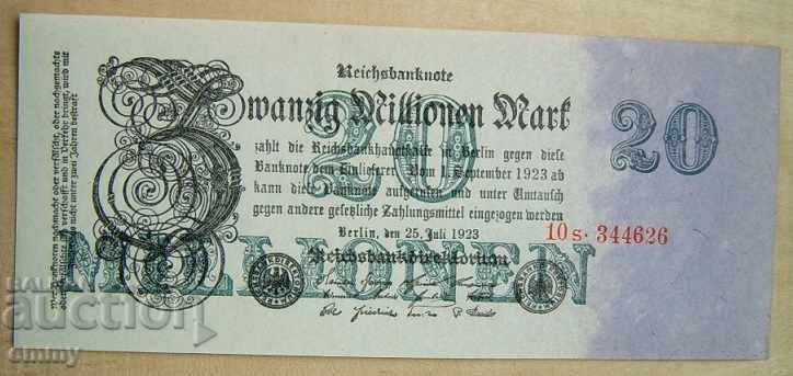 I am selling a Reichsmark banknote of 20 million marks Germany 1923