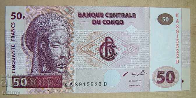 Банкнота КОНГО 50 франка 2000 г.