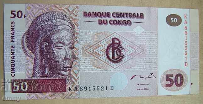Банкнота КОНГО 50 франка 2000 г.
