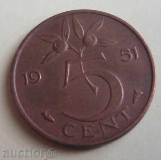 ХОЛАНДИЯ-5 цент-1951г.