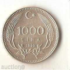 Turkey 1000 pounds 1990