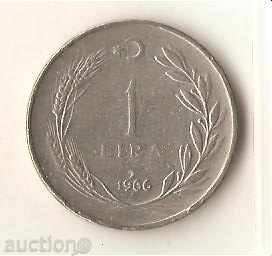Турция  1  лира  1966 г.