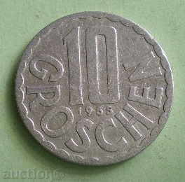 Австрия-10 гроша 1955г.