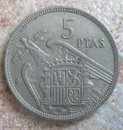 SPANIA-5 pesetas-1957.