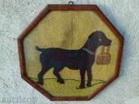 tapestry with a frame - a dog