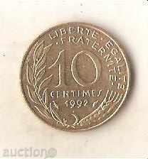 +Франция  10  сантима  1992г.