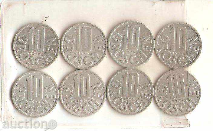 Австрия  Лот 10  гроша  1970 - 1979 г.