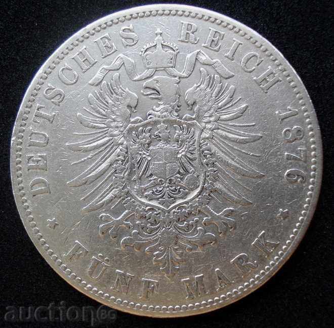 (¯`'•.¸ 5 Mark 1876 GERMANY (Hamburg) ¸.•'´¯) with price 149.00 BGN | € 76.18 (¯`'•.¸ 5 Mark 1876 GERMANY (Hamburg) ¸.•'´¯) with price 149.00 BGN | € 76.18