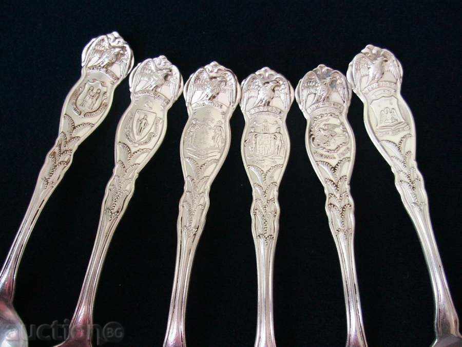 6 pcs. SILVER-PLATED TEASPOONS - EAGLE, USA, ca. 1910 with price 297.00 BGN | € 151.85 6 pcs. SILVER-PLATED TEASPOONS - EAGLE, USA, ca. 1910 with price 297.00 BGN | € 151.85