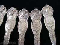 6 pcs. SILVER-PLATED TEASPOONS - EAGLE, USA, ca. 1910