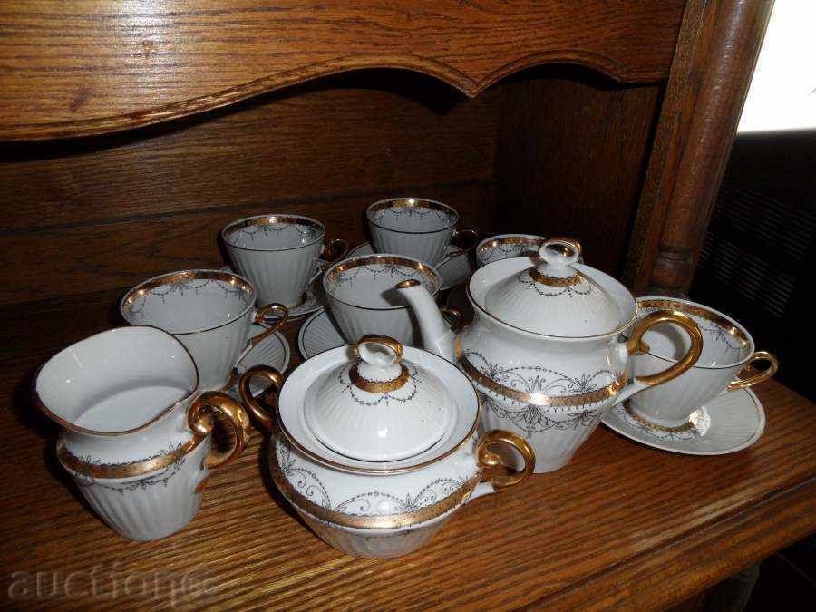 TEA SERVICE, with gold edges, porcelain Russia 1987 - new