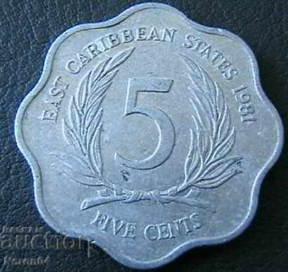 5 σεντς 1981 Ανατολή Καραϊβικής