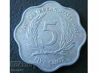 5 cenți 1981 de Est Caraibe