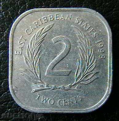 2 cenți 1998 de Est Caraibe