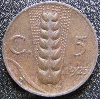 ITALY -5 centsecimi 1925