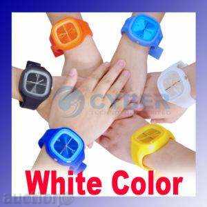 Stylish silicone sports watch White