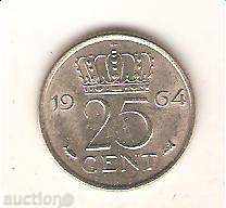 Netherlands 25 cents 1964