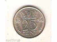 Netherlands 25 cents 1964