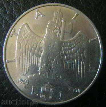 1 pound 1939 (XVIII), Italy
