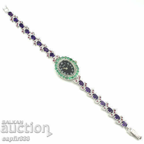 Auction LUXURY SILVER WATCH Emeralds, Rubies and Amethysts Auction LUXURY SILVER WATCH Emeralds, Rubies and Amethysts