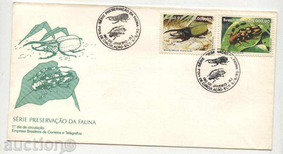 FDC plic Gândacii 1993 din Brazilia