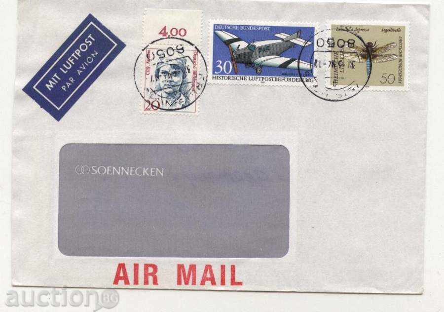 Traveled envelope with Airplane and Horsehead 1991 from Germany