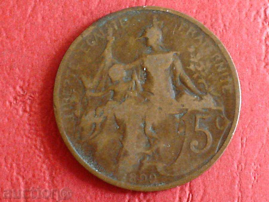 ΓΑΛΛΙΑ 5 centimes 1899 με τιμή € 0.80 | 1.56 BGN