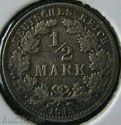 1/2 mark 1915 D, Germany-Empire