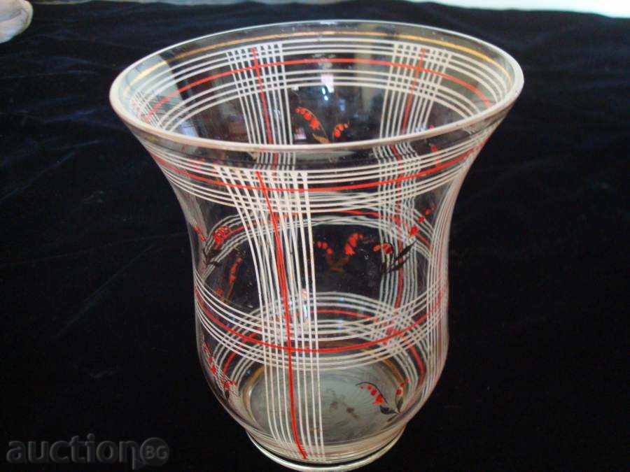 Magnifica vaza veche pictata manual cu auriu si 2 culori