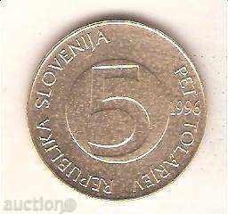 Словения  5  толара  1996 г.