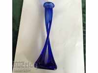 Cobalt glass vase, handmade, 30 cm height