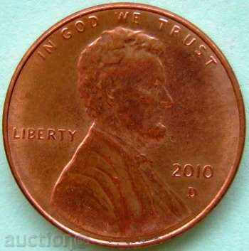 USA 1 cent 2010 D with price 0.70 BGN | € 0.36 USA 1 cent 2010 D with price 0.70 BGN | € 0.36
