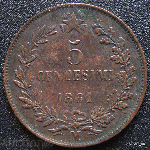 ITALY - 5 centimesi 1861