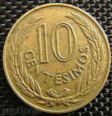 10 центесими 1960, Уругвай