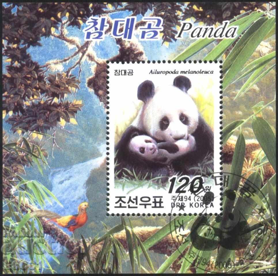 Stamped block Panda 2005 from North Korea