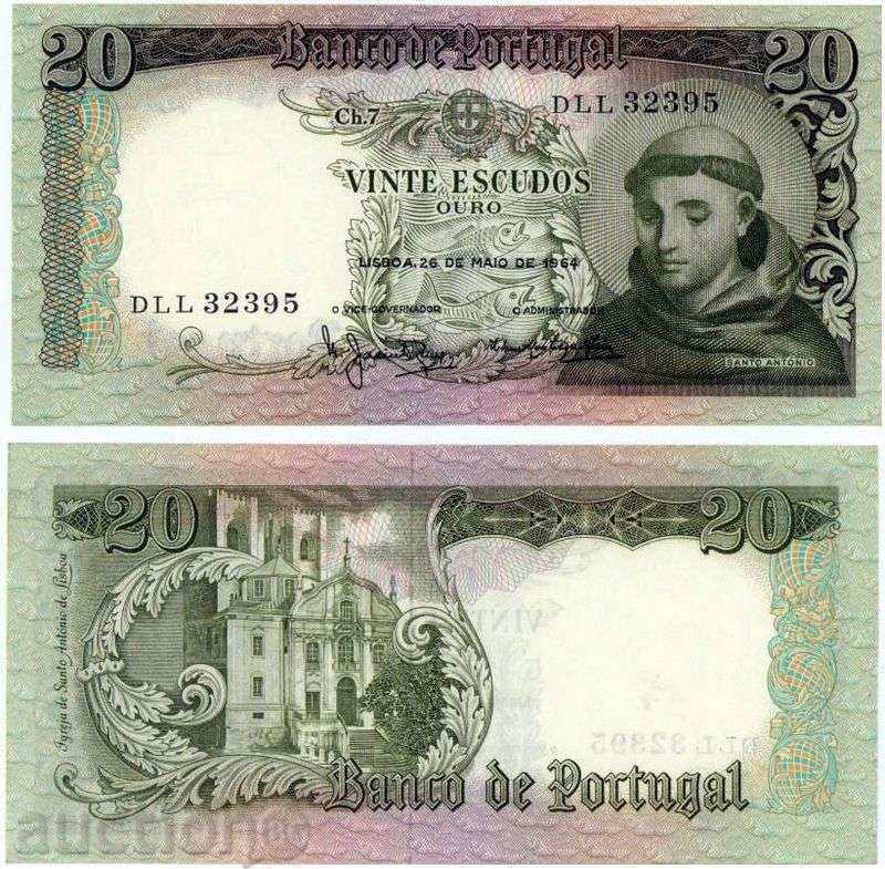 +++ PORTUGALIA 20 escudos 1964 UNC SIGN RARE +++
