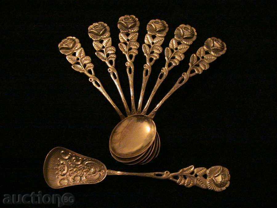 Ασημένιο κουτάλι - Μπουκέτα με τριαντάφυλλα, ασήμι 800 Ασημένιο κουτάλι - Μπουκέτα με τριαντάφυλλα, ασήμι 800