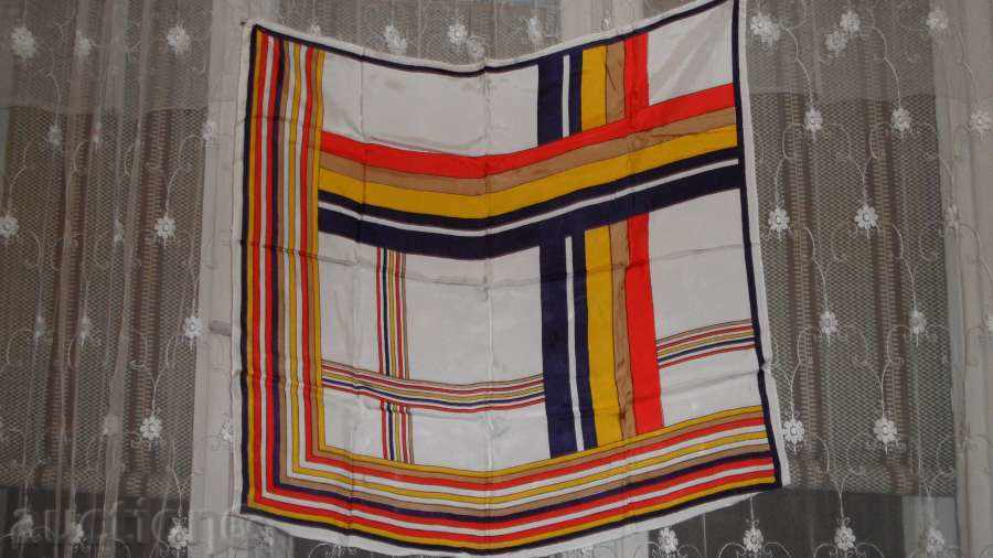 SHAWL with red, blue and gold lines SHAWL with red, blue and gold lines