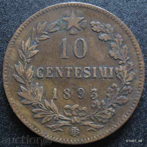 ITALIA - 10 chentesimi 1893