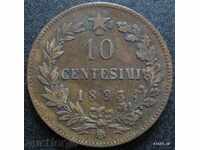 ITALY - 10 centimesi 1893