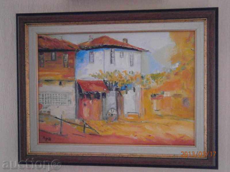 Картина - Стари Къщи - масло върху платно - Хриска Пантева