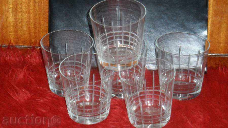 СЕРВИЗ от 6 чаши, уиски, калиево стъкло "Китка"Н.пазар