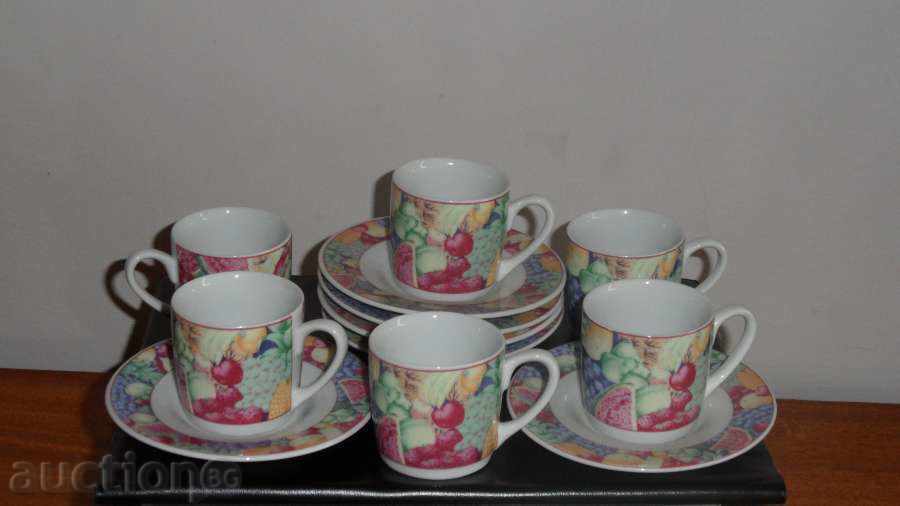 SERVICE for coffee 6 cups + 6 plates of porcelain - new, fresh