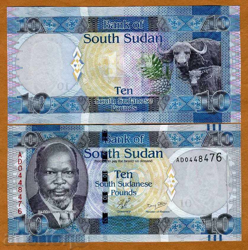 +++ Sudanul de Sud 10 de lire sterline 2011 UNC +++